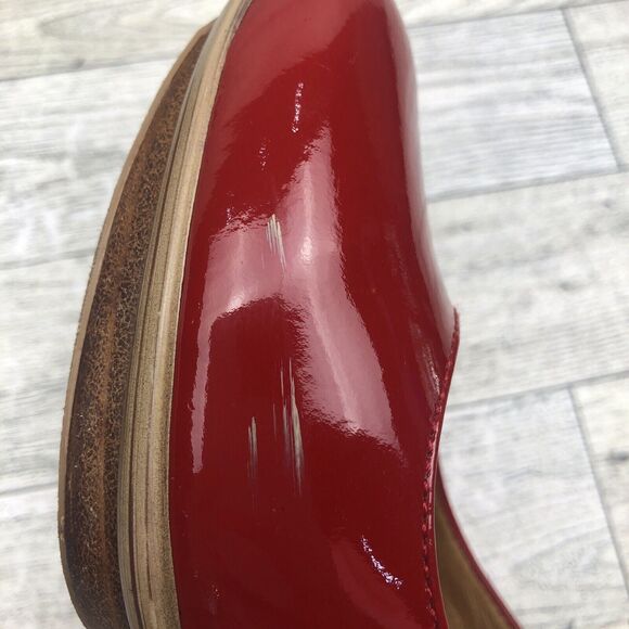 Sofft Red Patent Leather Shoes with Small Platform & Wood-Look Heels Size 7 M - Picture 10 of 13